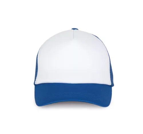 K-UP KP111 5 paneles kamionos mesh baseball sapka - white/royal blue színben