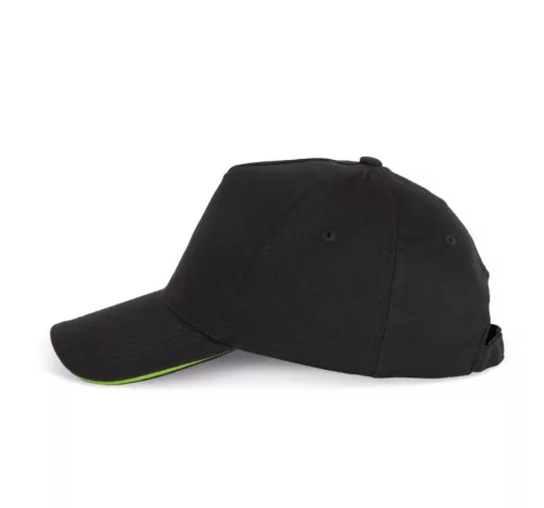 K-UP KP124 5 paneles kontrasztos baseball sapka - black/lime színben