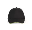 K-UP KP124 5 paneles kontrasztos baseball sapka - black/lime színben