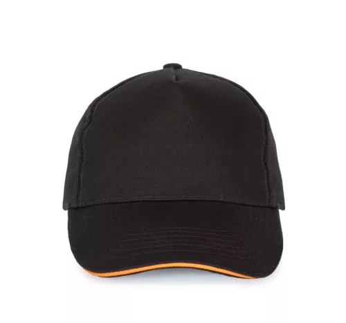 K-UP KP124 5 paneles kontrasztos baseball sapka - black/orange színben