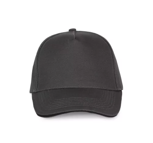 K-UP KP124 5 paneles kontrasztos baseball sapka - dark grey/black színben