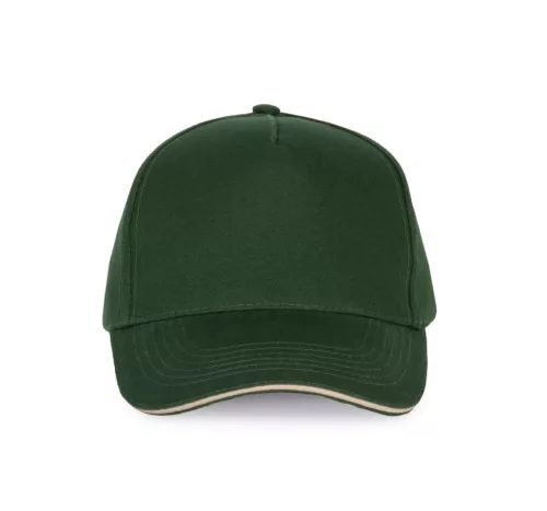 K-UP KP124 5 paneles kontrasztos baseball sapka - forest green/beige színben