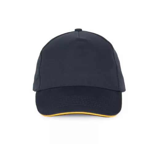 K-UP KP124 5 paneles kontrasztos baseball sapka - navy/yellow színben