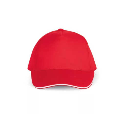 K-UP KP124 5 paneles kontrasztos baseball sapka - red/white színben