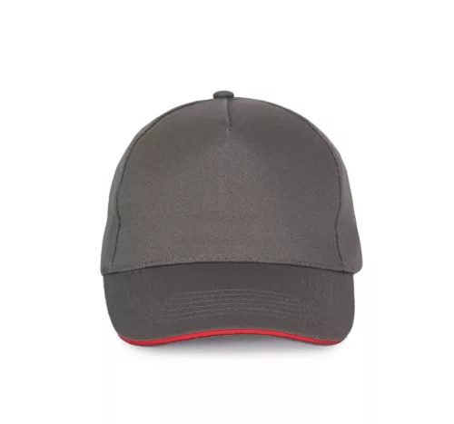 K-UP KP124 5 paneles kontrasztos baseball sapka - slate grey/red színben