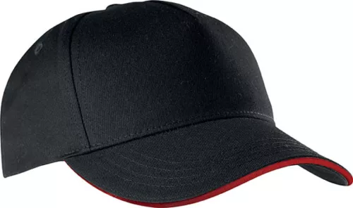 K-UP KP130 5 paneles kontrasztos baseball sapka - black/red színben