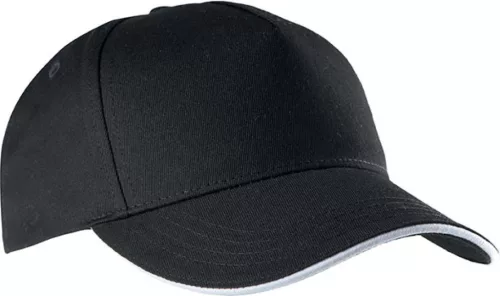 K-UP KP130 5 paneles kontrasztos baseball sapka - black/white színben