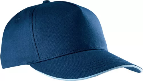 K-UP KP130 5 paneles kontrasztos baseball sapka - navy/sky blue színben