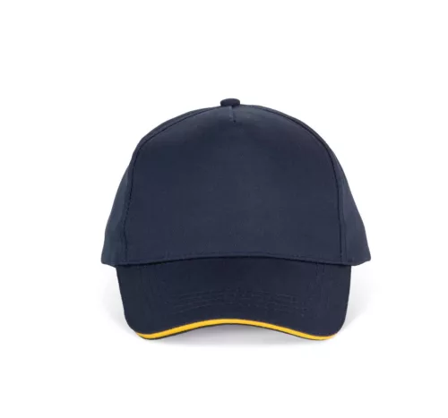 K-UP KP130 5 paneles kontrasztos baseball sapka - navy/yellow színben