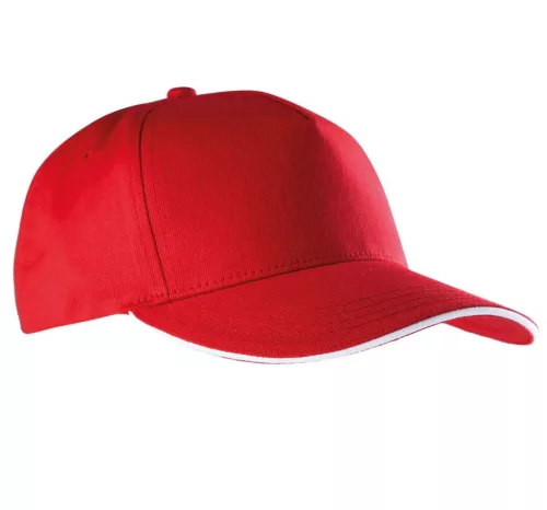 K-UP KP130 5 paneles kontrasztos baseball sapka - red/white színben
