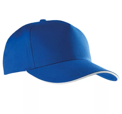 K-UP KP130 5 paneles kontrasztos baseball sapka - royal blue/white színben