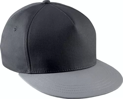 K-UP KP139 5 paneles baseball sapka lapos ellenzővel - dark grey/light grey színben