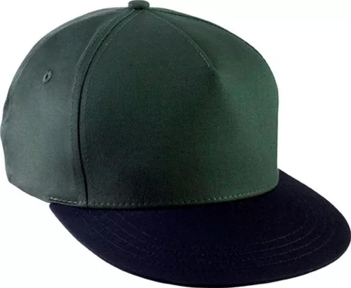 K-UP KP139 5 paneles baseball sapka lapos ellenzővel - forest green/black színben