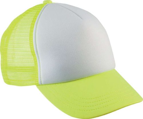 K-UP KP143 5 paneles gyerek kamionos baseball sapka - white/fluorescent yellow színben