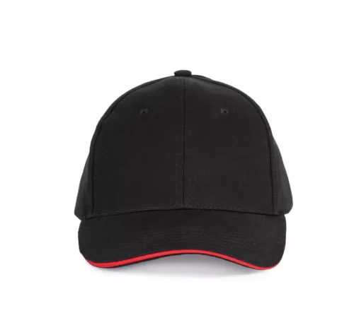 K-UP KP153 6 paneles kontrasztos baseball sapka - black/red színben