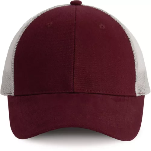 K-UP KP158 6 paneles hálós baseball sapka - burgundy/light grey színben