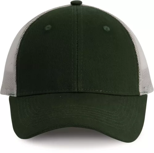K-UP KP158 6 paneles hálós baseball sapka - forest green/light grey színben