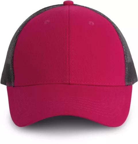 K-UP KP158 6 paneles hálós baseball sapka - fuchsia/dark grey színben