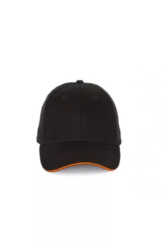 K-UP KP185 6 paneles kontrasztos baseball sapka - black/orange színben