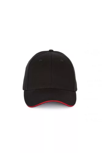 K-UP KP185 6 paneles kontrasztos baseball sapka - black/red színben