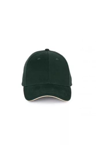 K-UP KP185 6 paneles kontrasztos baseball sapka - forest green/beige színben