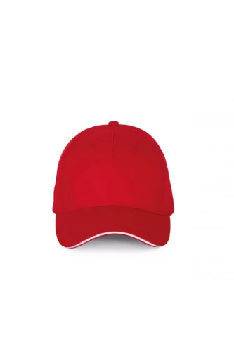 K-UP KP185 6 paneles kontrasztos baseball sapka - red/white színben