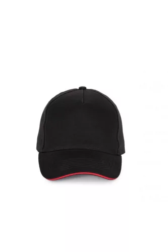 K-UP KP189 6 paneles kontrasztos pamut baseball sapka - black/red színben