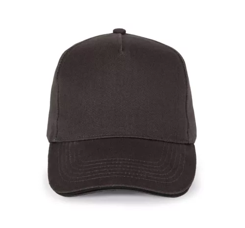 K-UP KP189 6 paneles kontrasztos pamut baseball sapka - dark grey/black színben