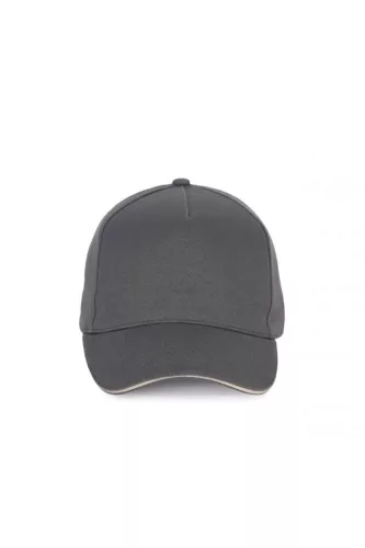 K-UP KP189 6 paneles kontrasztos pamut baseball sapka - dark grey/light grey színben