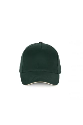 K-UP KP189 6 paneles kontrasztos pamut baseball sapka - forest green/beige színben