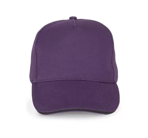 K-UP KP189 6 paneles kontrasztos pamut baseball sapka - purple/dark grey színben