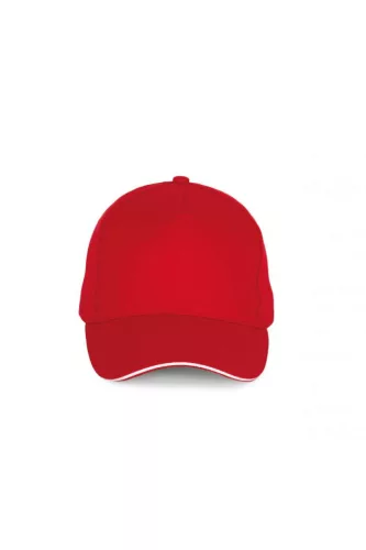 K-UP KP189 6 paneles kontrasztos pamut baseball sapka - red/white színben
