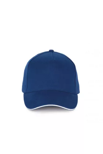 K-UP KP189 6 paneles kontrasztos pamut baseball sapka - royal blue/white színben