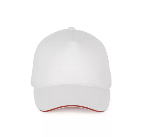 K-UP KP189 6 paneles kontrasztos pamut baseball sapka - white/red színben