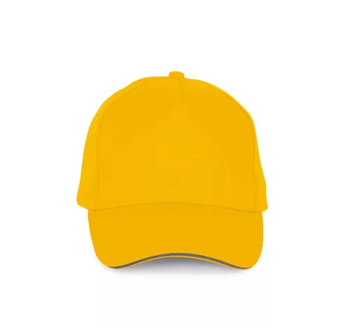 K-UP KP189 6 paneles kontrasztos pamut baseball sapka - yellow/slate grey színben