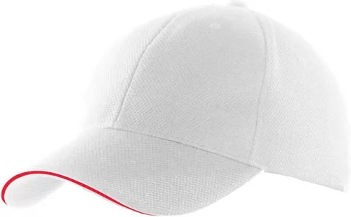 K-UP KP207 6 paneles sportos baseball sapka - white/red színben