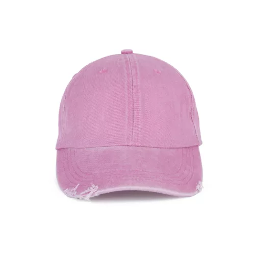 K-UP KP235 6 paneles kopott hatású baseball sapka - washed dark pink színben