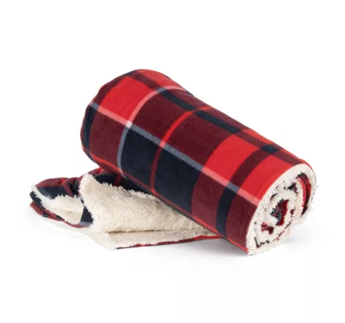 K-UP KP431 Sherpa béléses takaró - red/navy checked színben