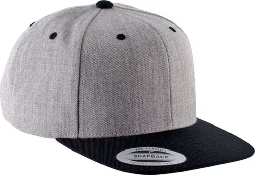 K-UP KP910 lapos ellenzős 6 paneles sapka - heather grey/black színben