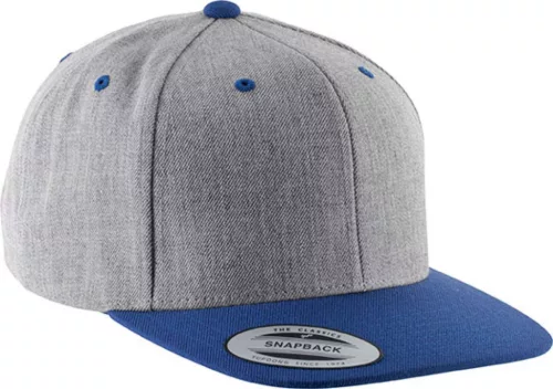 K-UP KP910 lapos ellenzős 6 paneles sapka - heather grey/royal blue színben