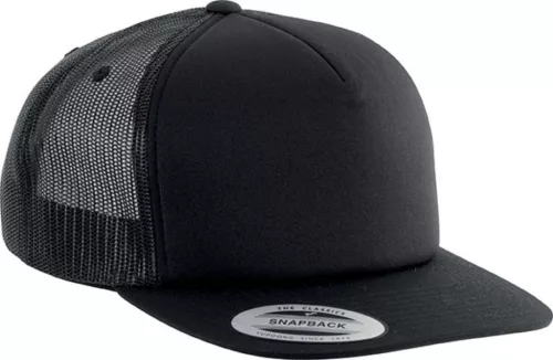 K-UP KP911 lapos ellenzős 5 paneles hálós sapka - black/black/black színben