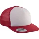 K-UP KP911 lapos ellenzős 5 paneles hálós sapka - red/white/red színben