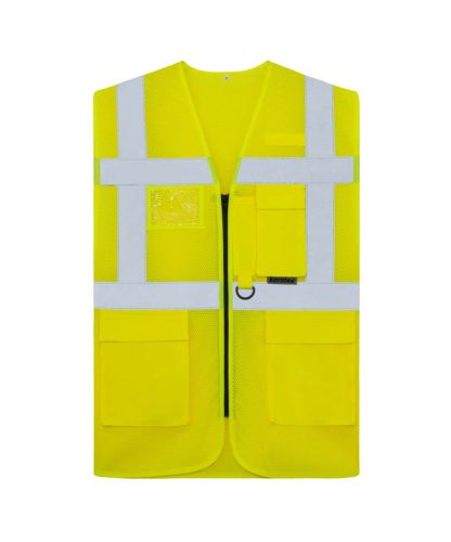 Korntex KXCMMF multifunkciós láthatósági mellény fluo sárga színben
