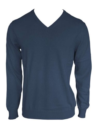 Legend LE950 férfi V-nyakú finomkötött pamut pulóver deep blue színben