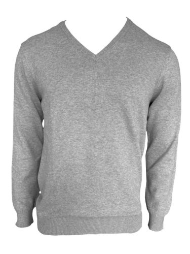 Legend LE950 férfi V-nyakú finomkötött pamut pulóver light melange grey színben