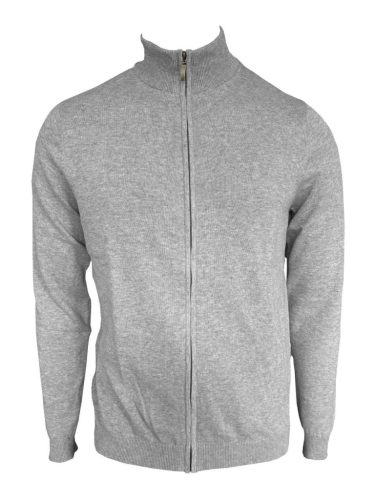 Legend LE970 férfi cipzáras finomkötött pamut kardigán light melange grey színben