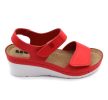 Leon Comfort 1080 női bőr kényelmi szandál piros színben