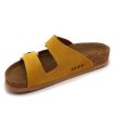 Leon Comfort 4050 női bőr kényelmi papucs sárga velúr színben
