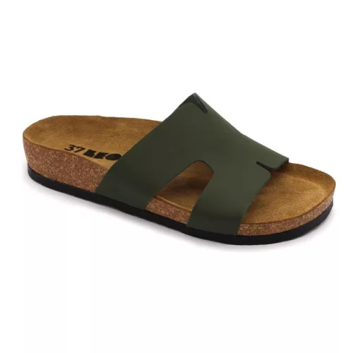 Leon Comfort 4054 női bőr papucs zöld színben