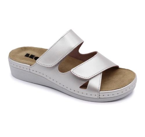 Leon Comfort 5011 női bőr papucs perla színben